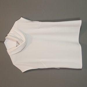Sleeveless white blouse w/ cowl neck